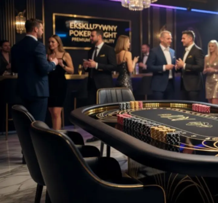 Elegancki stół pokerowy przygotowany na mobilny event