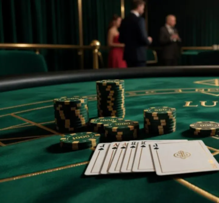 Elegancki stół pokerowy podczas mobilnego eventu casino
