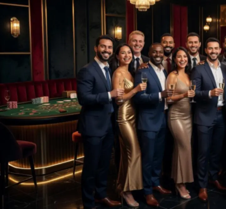 Uśmiechnięci uczestnicy mobilnych eventów casino Play Event Mobile
