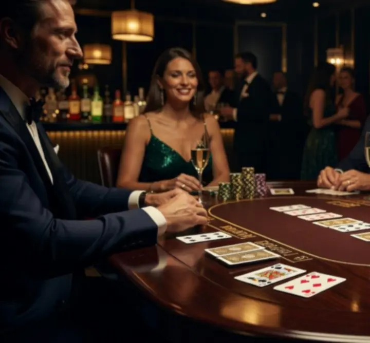Elegancki stół pokerowy podczas prywatnej imprezy mobilnej